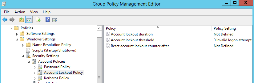 Рисунок 2. Настройки Account Lockout Policy