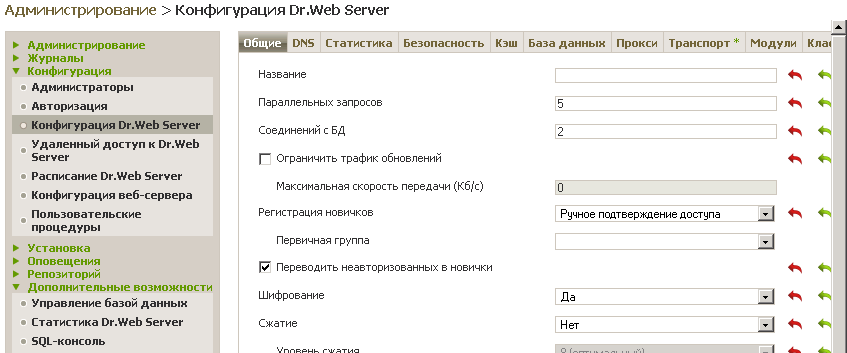 Рисунок 8. Заполнение поля «Название» для прописания одинакового DNS-имя сервера