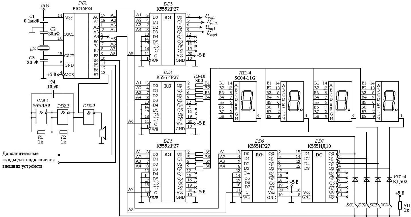 Рисунок 6. Принципиальная схема микропроцессорной системы управления БДПТ