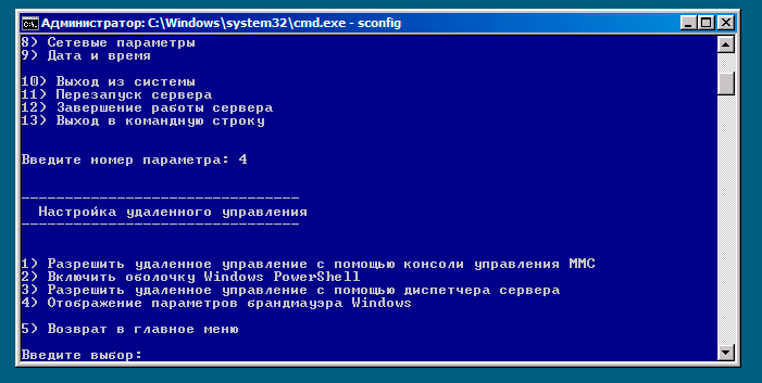 Рисунок 3. Подменю «Настройка удаленного управления»